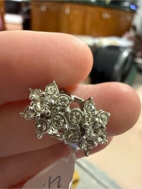 Silver-Tone Cluster Crystal Ring - Clear Sparkle